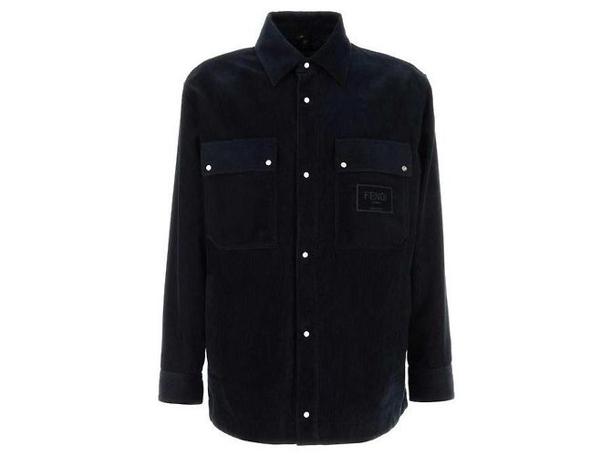 Fendi Giacca blouson in velluto a coste Blu - vista 4