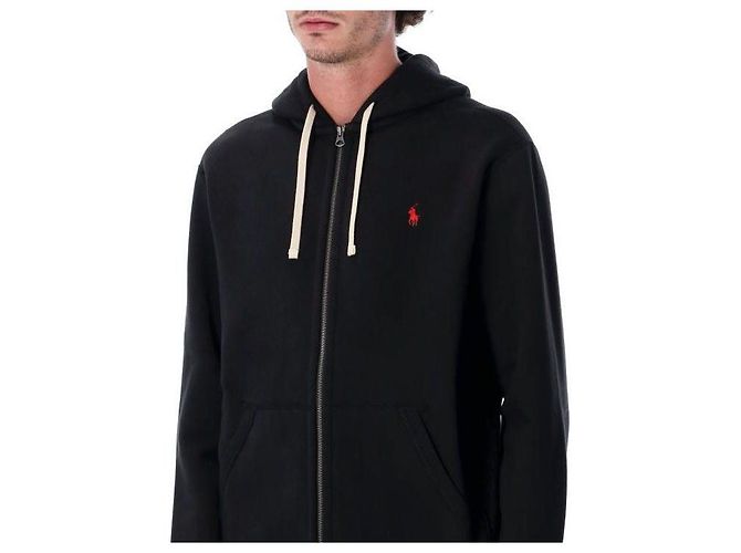 Ralph Lauren Felpa con cappuccio e zip con ricamo del logo Pony Nero - vista 6