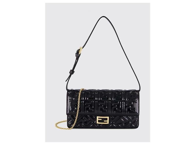 Fendi Borsa a tracolla On Chain in pelle lucida FF Glossy - vista 4