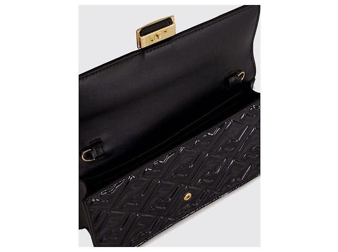 Fendi Borsa a tracolla On Chain in pelle lucida FF Glossy - vista 8