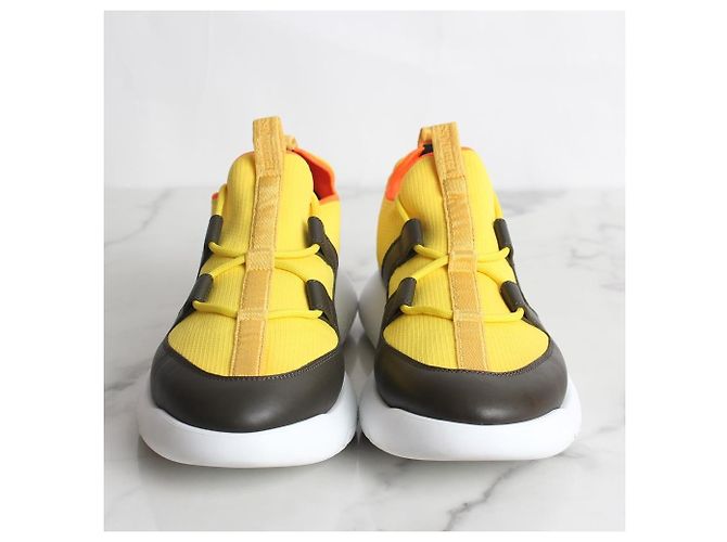 Hermès Baskets en maille double Jaune - vue 3
