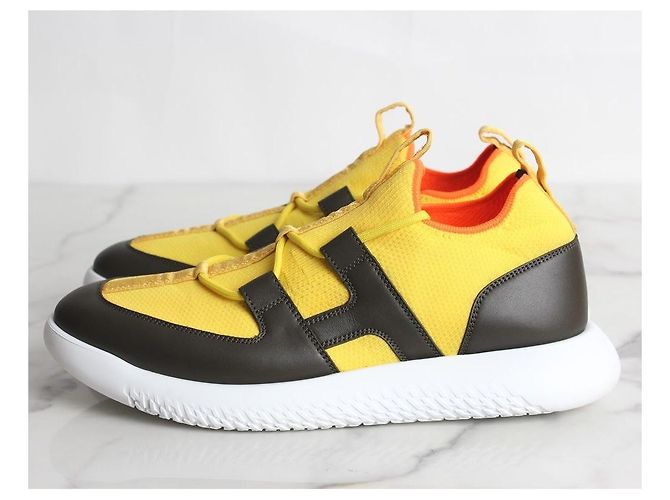 Hermès Baskets en maille double Jaune - vue 4