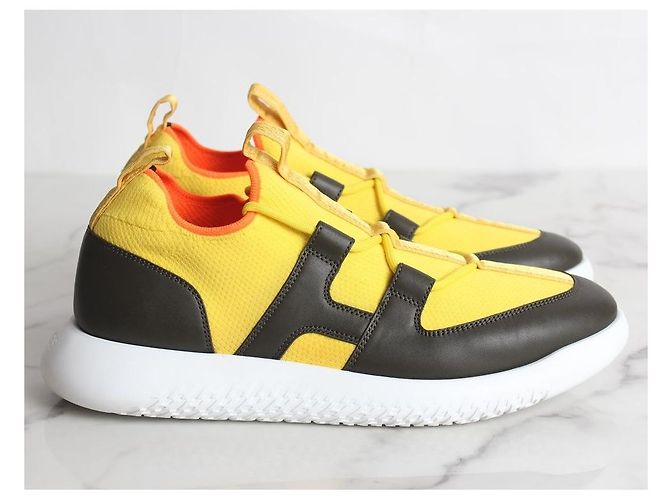 Hermès Baskets en maille double Jaune - vue 5