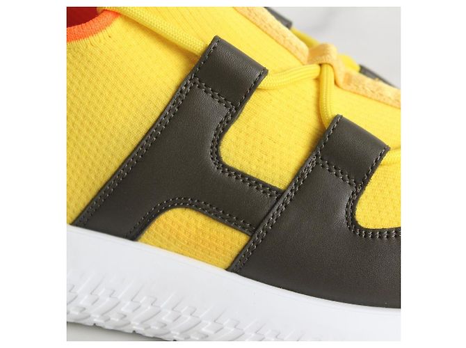 Hermès Baskets en maille double Jaune - vue 7