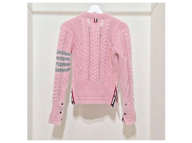 Thom Browne Strickjacke aus Wolle mit Zopfmuster Pink - Ansicht 3