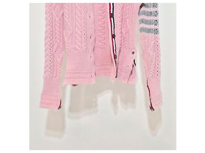 Thom Browne Strickjacke aus Wolle mit Zopfmuster Pink - Ansicht 5