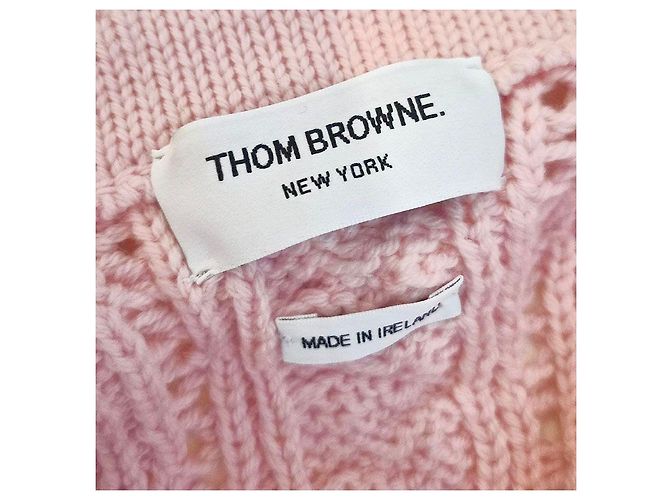 Thom Browne Strickjacke aus Wolle mit Zopfmuster Pink - Ansicht 6