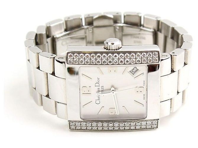 Dior Christian Square Silver Plate Diamond Steel Watch Multiple colors - view 2