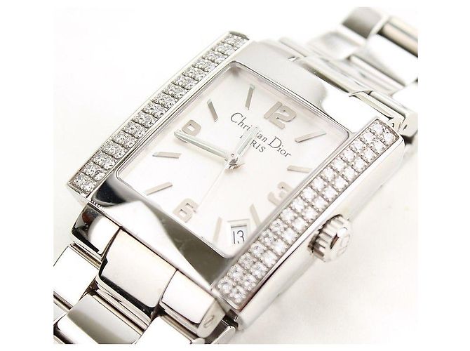 Dior Christian Square Silver Plate Diamond Steel Watch Multiple colors - view 4