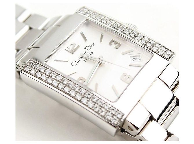 Dior Christian Square Silver Plate Diamond Steel Watch Multiple colors - view 5