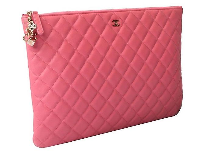 Chanel Clutch Classica in Agnello Grande Rosa - vista 2