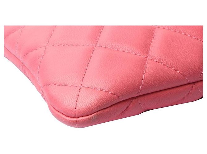 Chanel Clutch Classica in Agnello Grande Rosa - vista 5