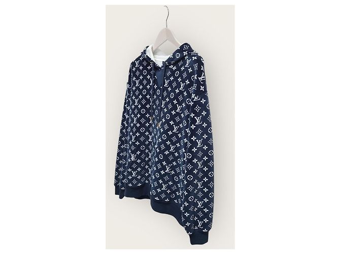Louis Vuitton Navy Monogram Full Towel Knit Hoodie Blau - Ansicht 2