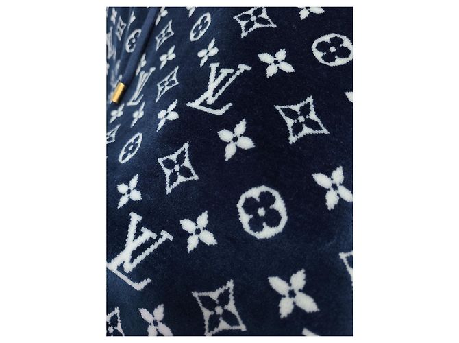 Louis Vuitton Navy Monogram Full Towel Knit Hoodie Blau - Ansicht 3