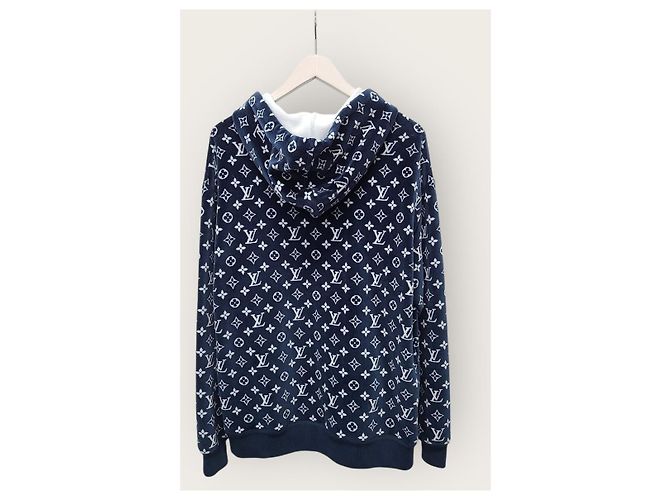 Louis Vuitton Navy Monogram Full Towel Knit Hoodie Blau - Ansicht 4