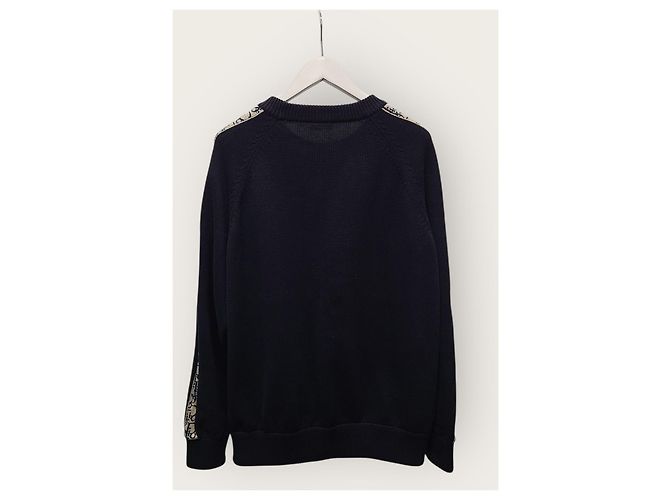 Dior Deep Blue Oblique Insert Knit Sweater - view 4