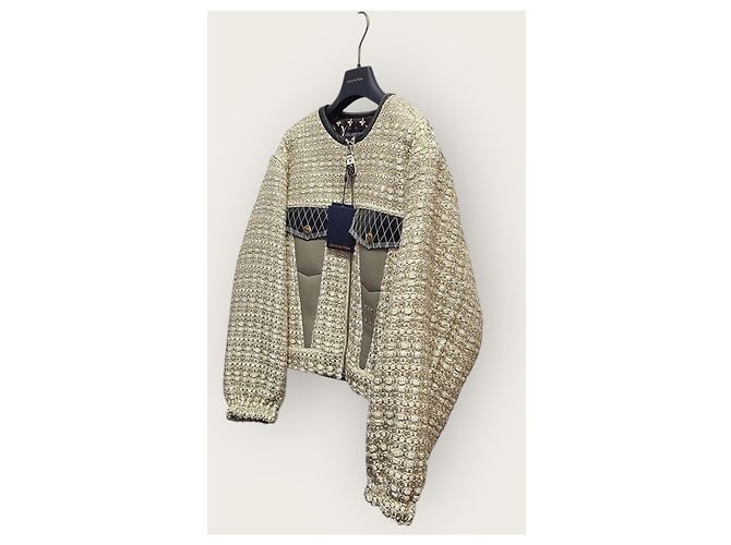 Louis Vuitton Lurex-Tweed-Jacke mit Volantärmeln Weiß - Ansicht 2