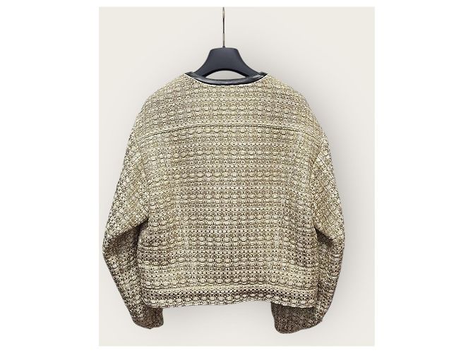 Louis Vuitton Lurex-Tweed-Jacke mit Volantärmeln Weiß - Ansicht 4