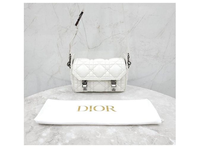 Dior Borsa da viaggio White Camp Bag Macro Cannage in pelle di vitello - vista 9