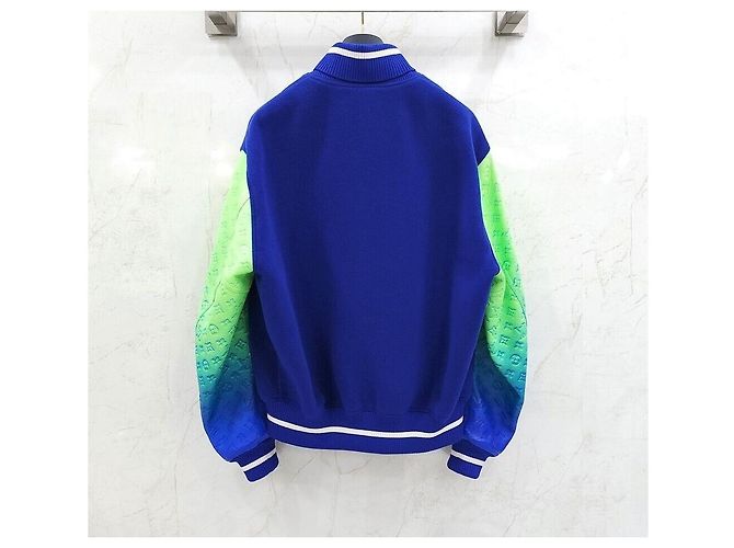 Louis Vuitton Mix Gradient Leather Varsity Jacket Blue - view 2