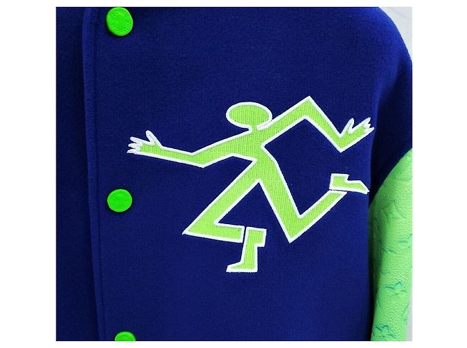 Louis Vuitton Mix Gradient Leather Varsity Jacket Blue - view 3