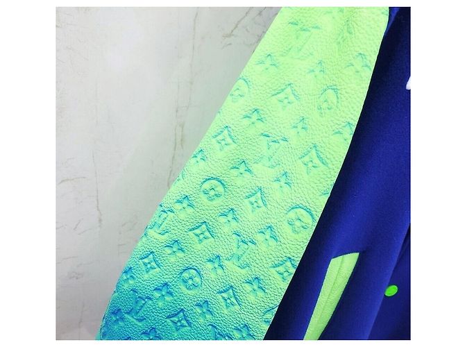 Louis Vuitton Mix Gradient Leather Varsity Jacket Blue - view 4