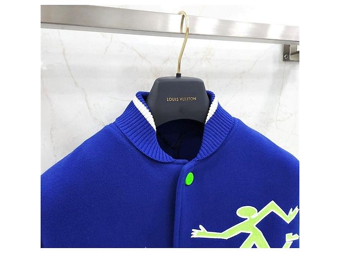 Louis Vuitton Mix Gradient Leather Varsity Jacket Blue - view 5