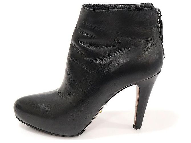 Prada Stivaletti con zip in pelle nera da donna Nero - vista 3