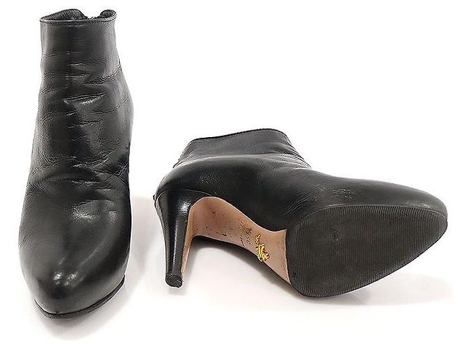 Prada Stivaletti con zip in pelle nera da donna Nero - vista 5
