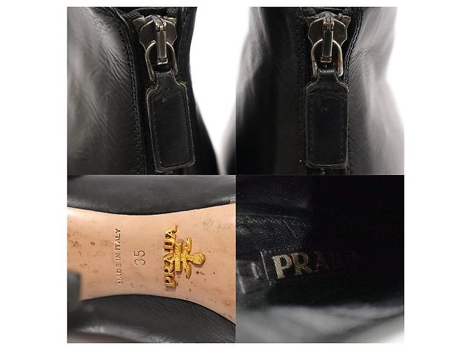 Prada Stivaletti con zip in pelle nera da donna Nero - vista 7