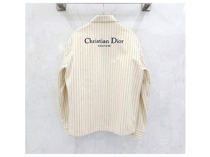 Dior Giacca-camicia ricamata con logo a righe Couture Bianco - vista 2