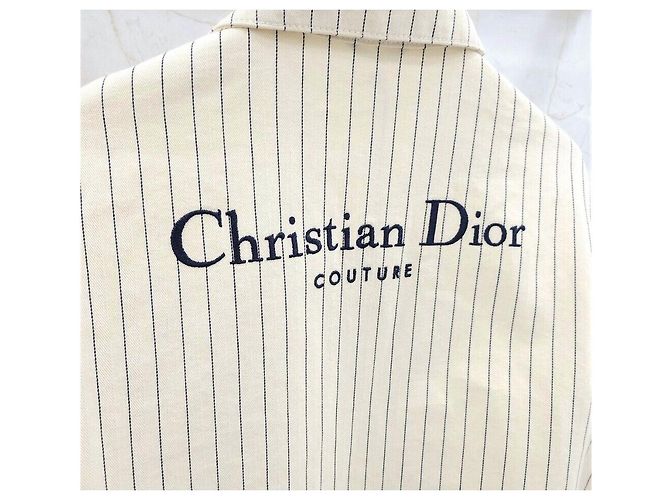 Dior Giacca-camicia ricamata con logo a righe Couture Bianco - vista 3
