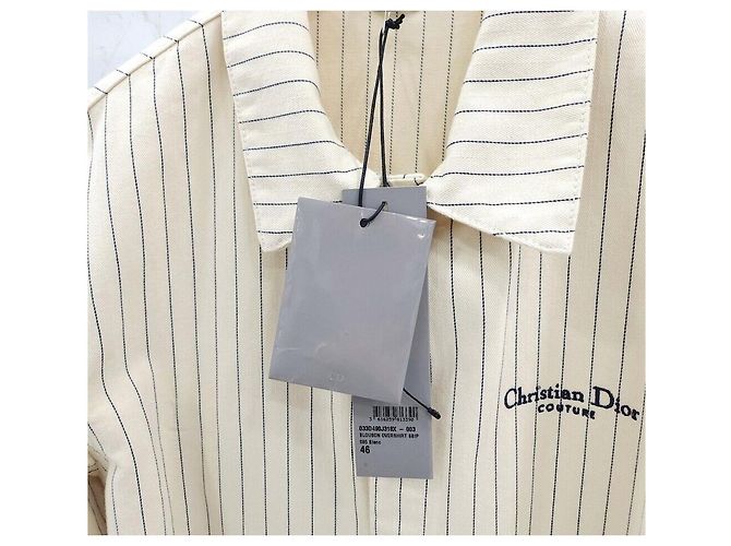 Dior Giacca-camicia ricamata con logo a righe Couture Bianco - vista 5
