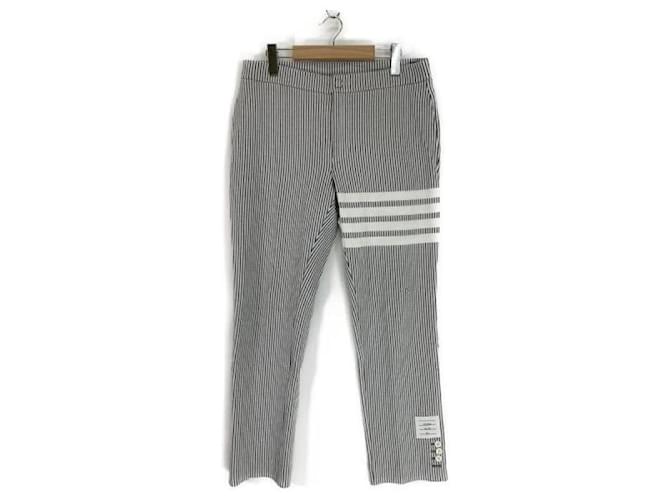 Thom Browne Pantaloni in cotone seersucker loopback Marrone - vista 3