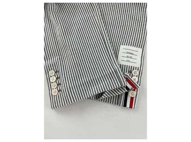 Thom Browne Pantaloni in cotone seersucker loopback Marrone - vista 6