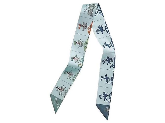Hermès Pañuelo de seda Twilly Azul - vista 2