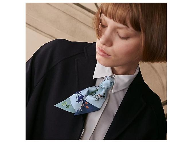 Hermès Pañuelo de seda Twilly Azul - vista 4