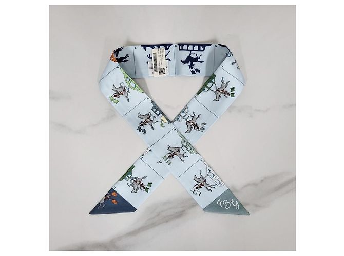 Hermès Pañuelo de seda Twilly Azul - vista 5