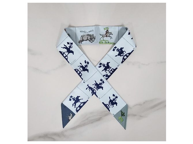 Hermès Pañuelo de seda Twilly Azul - vista 6