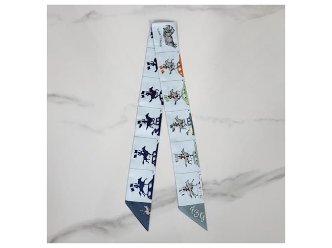 Hermès Pañuelo de seda Twilly Azul - vista 7