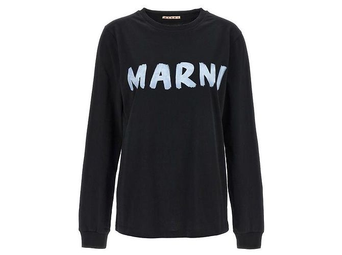 Marni Langarm-T-Shirt aus Baumwolle mit Logo Schwarz - Ansicht 4