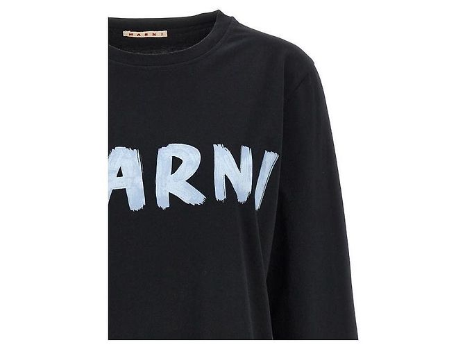 Marni Langarm-T-Shirt aus Baumwolle mit Logo Schwarz - Ansicht 6