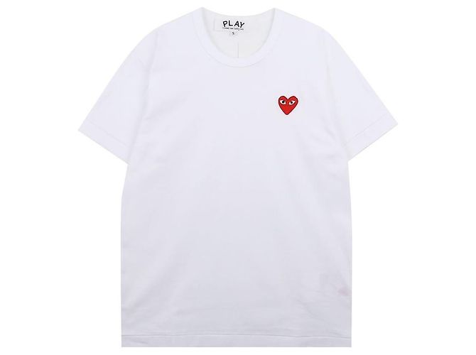 Comme Des Garcons T-Shirt mit Rundhalsausschnitt, kurzen Ärmeln und kleinem roten Herz-Patch - Ansicht 3