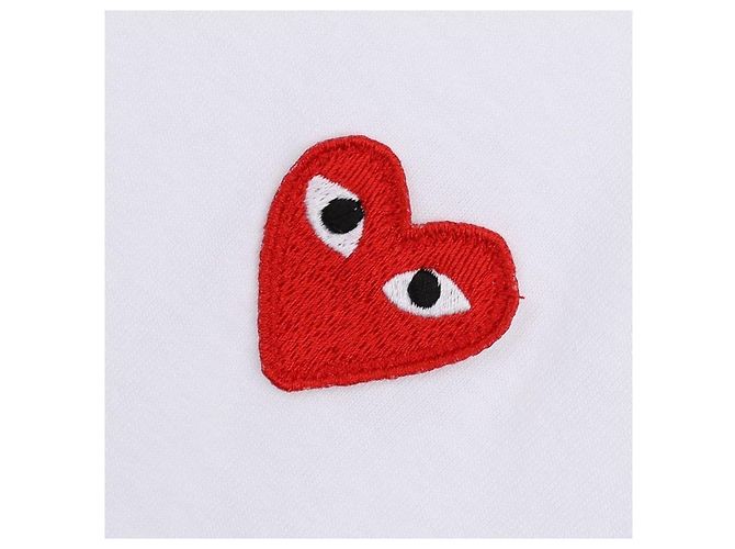Comme Des Garcons T-Shirt mit Rundhalsausschnitt, kurzen Ärmeln und kleinem roten Herz-Patch - Ansicht 8