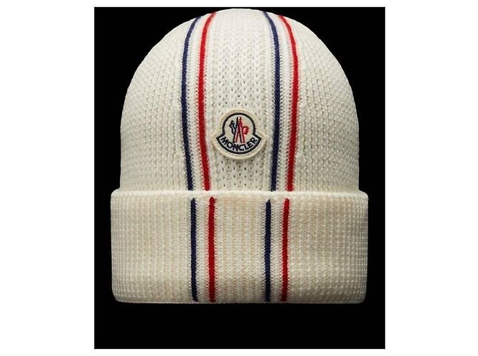 Moncler Berretto in lana tricolore con patch logo Multicolore - vista 5