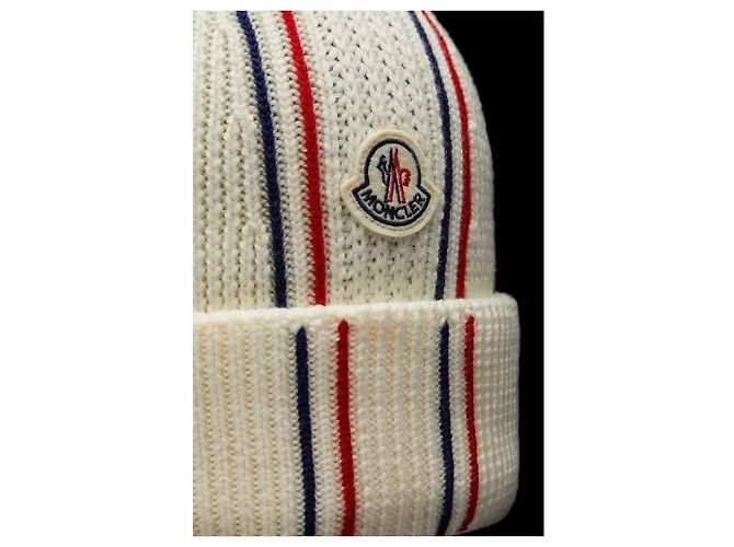 Moncler Berretto in lana tricolore con patch logo Multicolore - vista 7