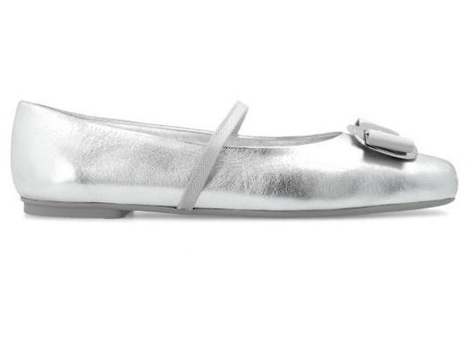 Salvatore Ferragamo Ballerine New Vara Plate Argento - vista 3