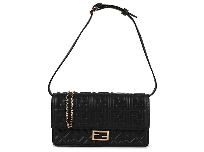 Fendi Portafoglio in pelle nappa nera Nero - vista 3