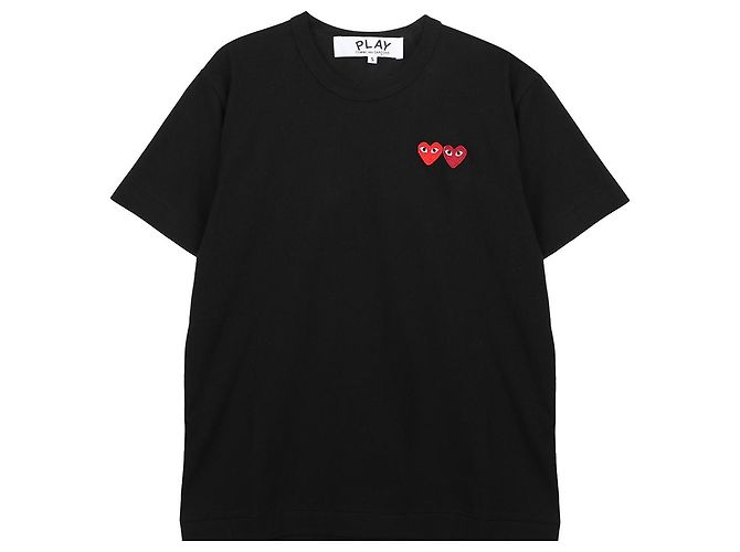Comme Des Garcons Play Double Heart T-Shirt Schwarz - Ansicht 3