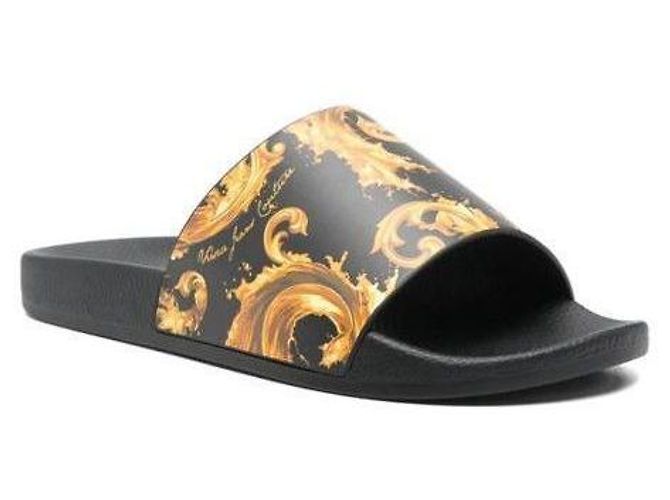 Versace Sandali slide in gomma stampata Nero - vista 5